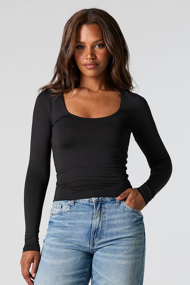 Contour Scoop Neck Long Sleeve Top