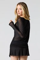 Mesh Sparkle Long Sleeve Top