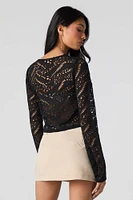 Crochet Open Knit Long Sleeve Top