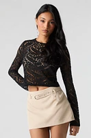 Crochet Open Knit Long Sleeve Top