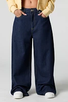 Jean rigide baggy à taille basse et jambe large