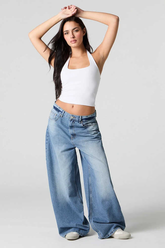 Rigid Low Rise Baggy Wide Leg Jean