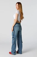 Pantalon cargo mi-taille avec quatre poches