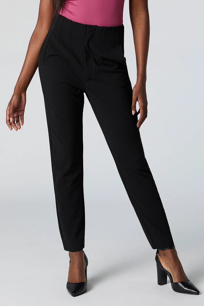 Crepe Pleated Slim Dress Pant