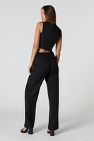 Elastic Waist Pleated Dress Pant