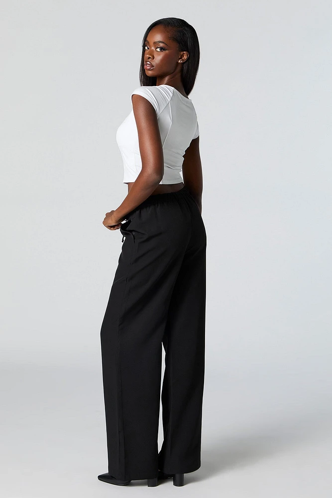 Drawstring Straight Leg Dress Pant