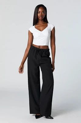 Drawstring Straight Leg Dress Pant