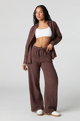 Pantalon froissé à taille coulissante