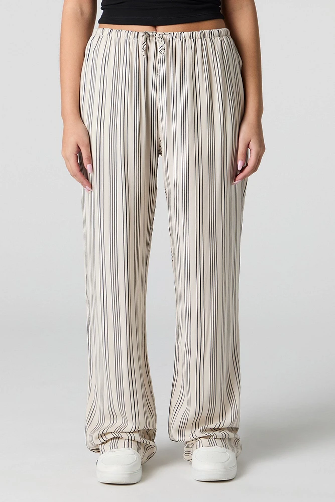 Pantalon rayé à jambe large et taille coulissante