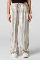 Pantalon rayé à jambe large et taille coulissante