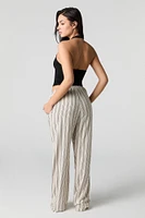 Pantalon rayé à jambe large et taille coulissante
