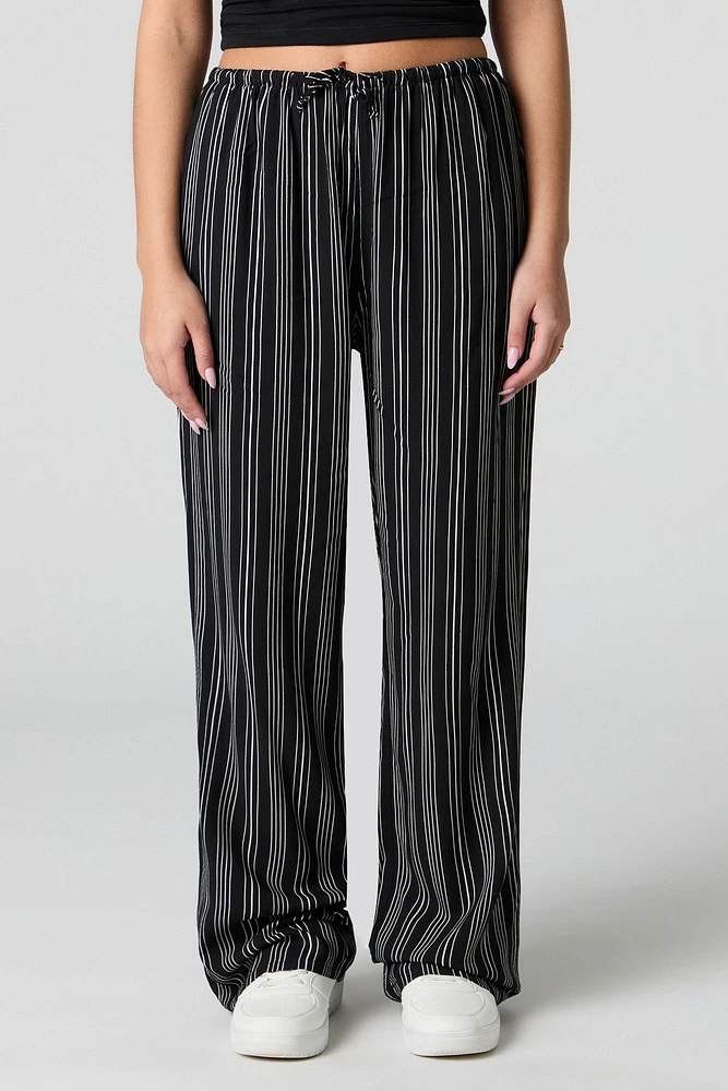 Striped Drawstring Wide Leg Pant