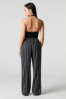 Striped Drawstring Wide Leg Pant