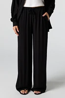 Crinkle Drawstring Wide Leg Pant