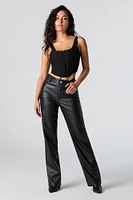 Faux Leather Straight Leg Pant