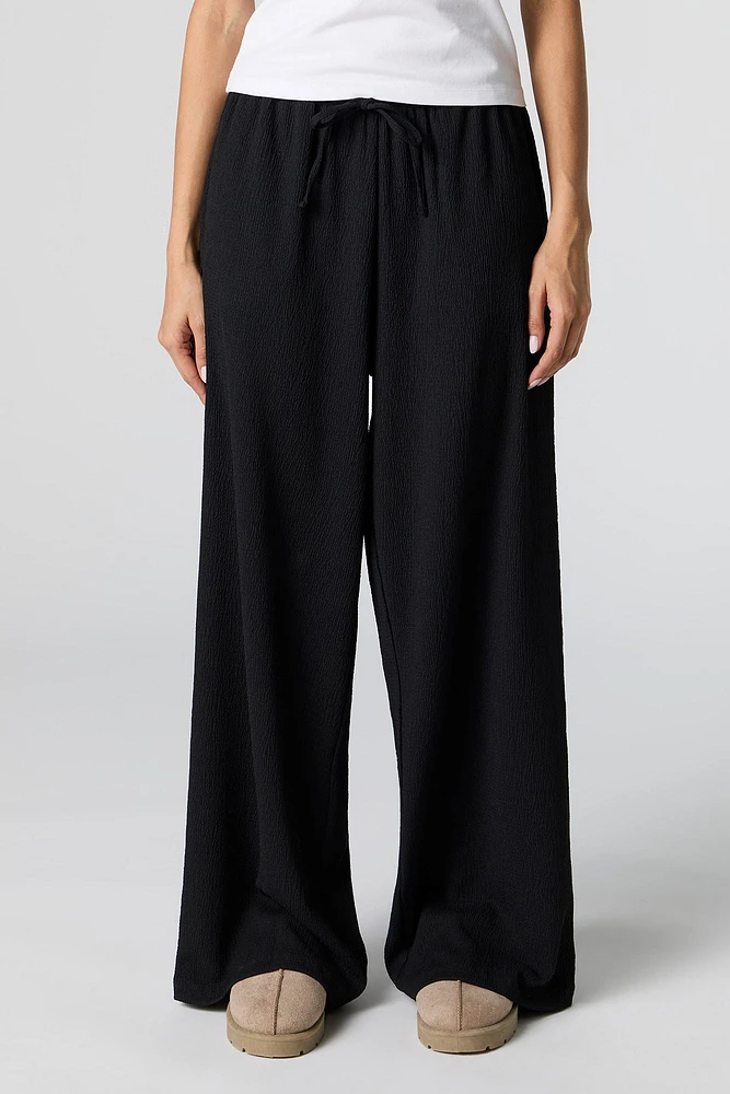 Textured Flowy Wide Leg Pant