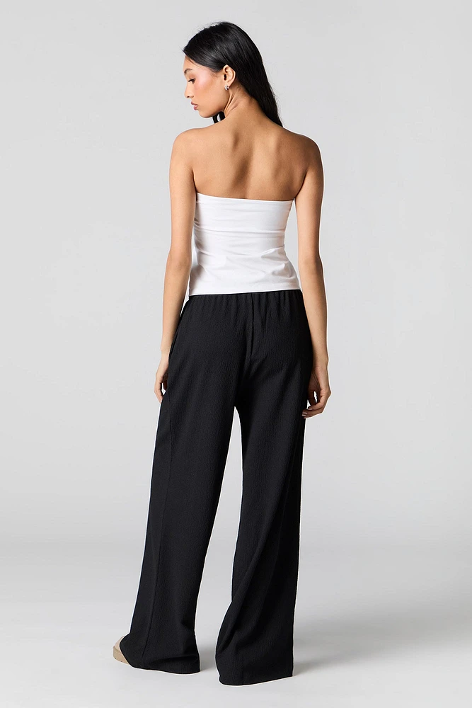 Textured Flowy Wide Leg Pant
