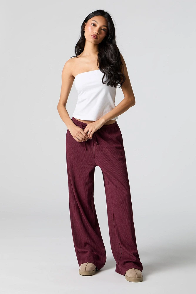 Pantalon fluide texturé à jambe large
