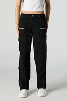 Zipper Hem Straight Leg Cargo Pant