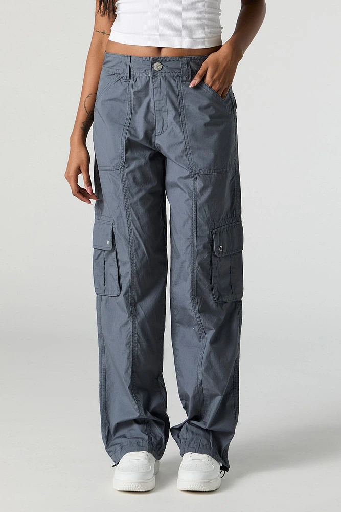 Pantalon cargo à jambe droite avec revers barillets