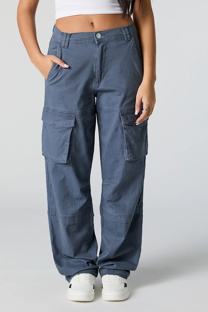 Pantalon cargo à jambe droite avec coutures apparentes