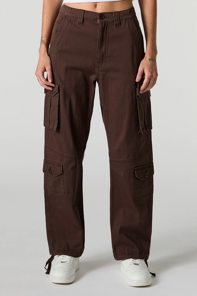 Pantalon cargo à jambe droite avec ourlet attaché