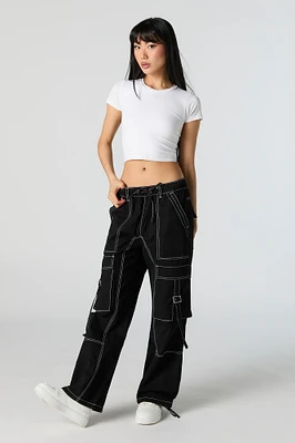 Drawstring Straight Leg Utility Cargo Pant