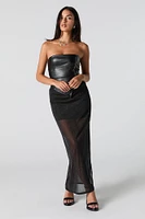 Sparkle Mesh Slit Maxi Skirt