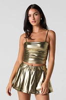 Metallic Pleated Mini Skort