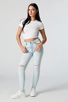 Miami Light Wash High Rise Distressed Skinny Jean