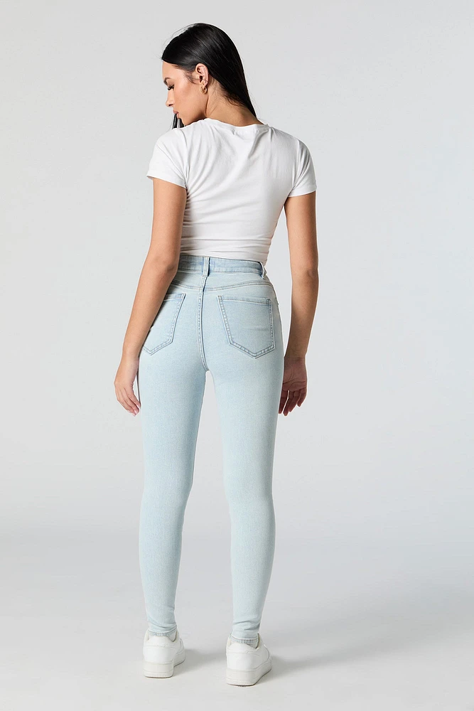 Miami Light Wash High Rise Distressed Skinny Jean