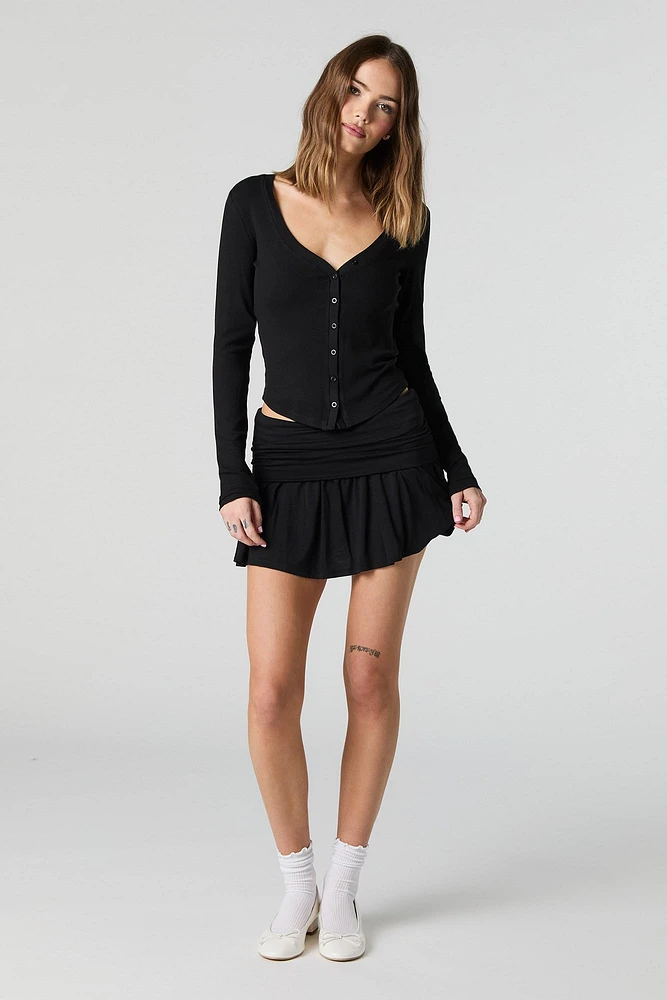 Jersey Foldover Waist Mini Skort