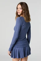 Minijupe-short en jersey à taille repliée