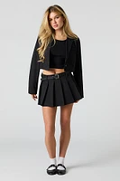 Belted Pleated Mini Skort