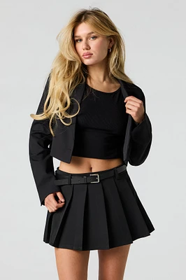Belted Pleated Mini Skort