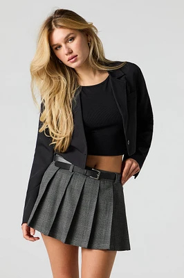 Belted Pleated Mini Skort