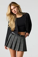 Belted Pleated Mini Skort
