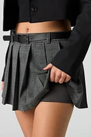 Belted Pleated Mini Skort