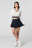 Minijupe-short plissée avec ceinture