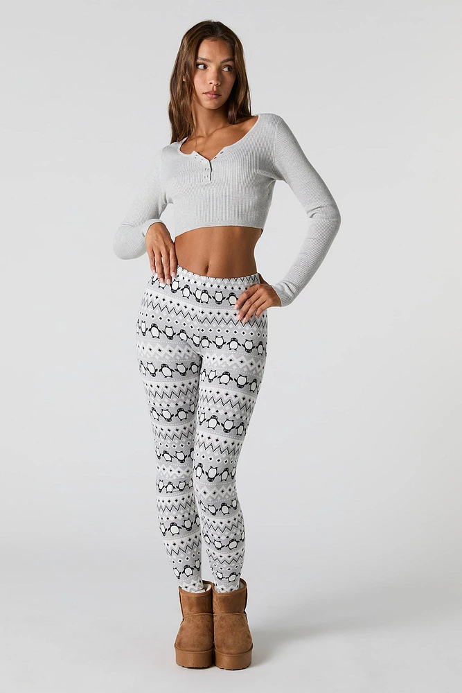 Legging en molleton doux avec imprimé de Noël