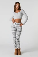 Legging en molleton doux avec imprimé de Noël