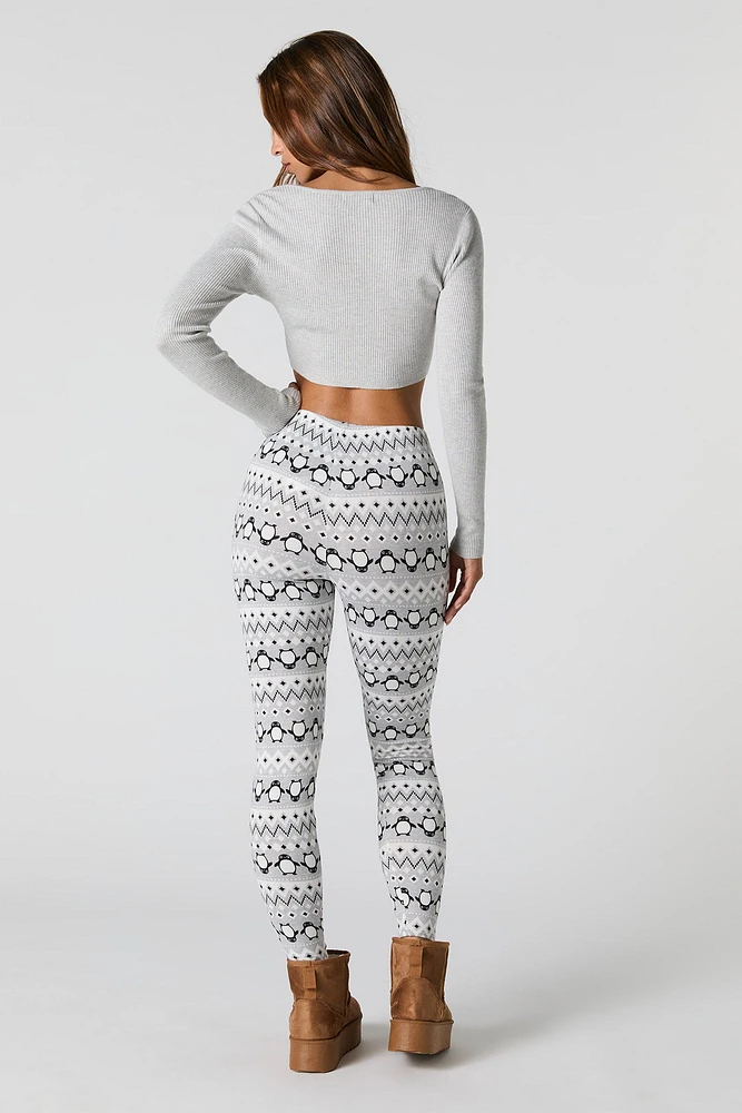 Legging en molleton doux avec imprimé de Noël