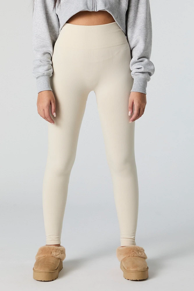 Legging en molleton uni sans couture à taille haute