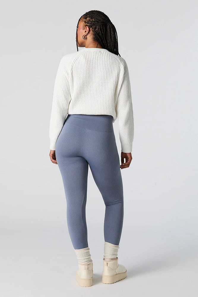 Legging côtelé sans couture à taille haute