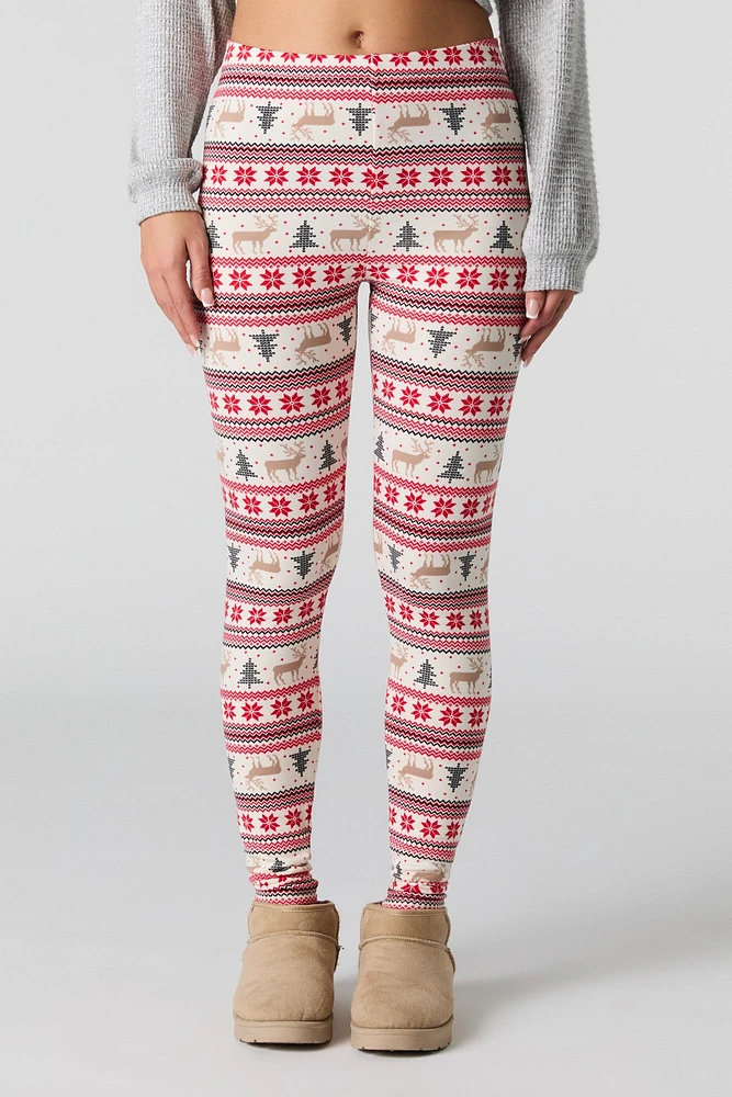 Legging en molleton doux à imprimé de Noël