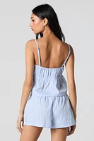 Ensemble-pyjama deux pièces short et camisole-nuisette rayée