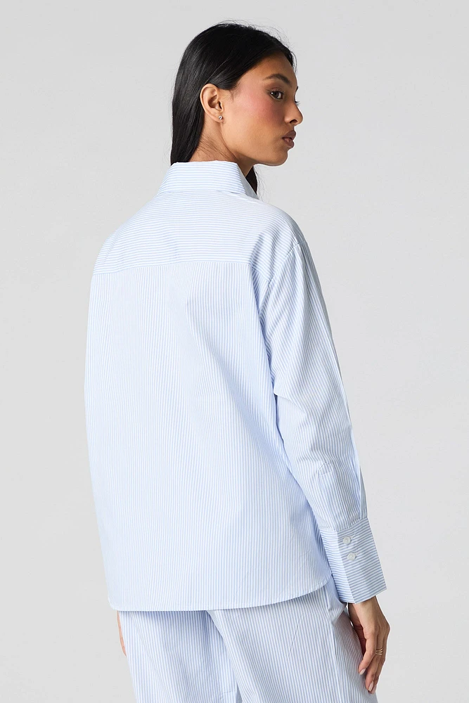 Haut de pyjama boutonné rayé à manches longues