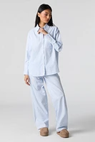 Haut de pyjama boutonné rayé à manches longues
