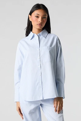 Striped Button-Up Long Sleeve Pajama Top