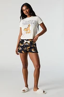 Ensemble-pyjama 2 piÃ¨ces avec t-shirt Ã  imprimÃ© Garfield et short pelucheux